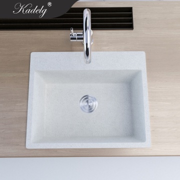 White Customizable Anti-Scratch Silgranite Composite Quartz Sink for Kitchen