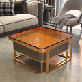 Slate Top Gold Painting Metal Base Coffee Table