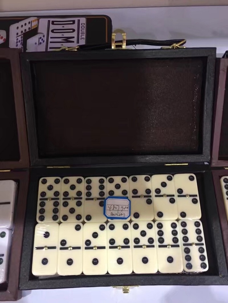 Mahjong Dominoes Set In Leather Box