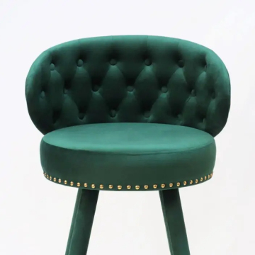 Vintage Velvet Upholstered Swivel Bar Stool with Metal Legs