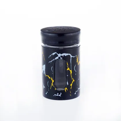 black lidan plastic glass bottle for kitchen spice jar seasoning bottle