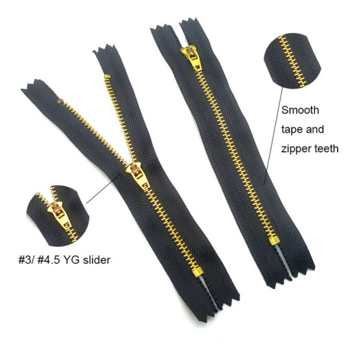 YKK Metal Zipper No. 3/4.5 YG Slider Metal Zipper Factory