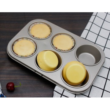 champanhe ouro aço carbono forma de muffin para 6 xícaras