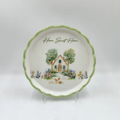 Home Sweet Home Print Round Ceramic Plate
