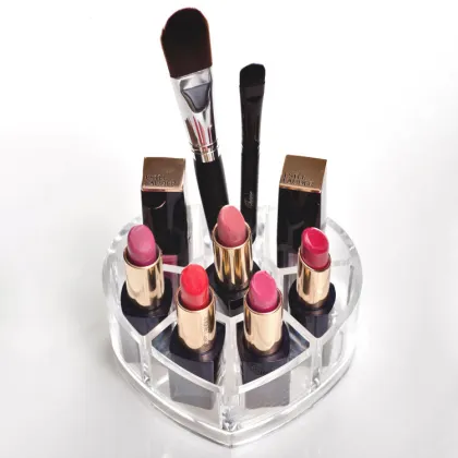 Antique Heart Shaped Beauty Acrylic Liquid Lipstick Organizer Display Holder