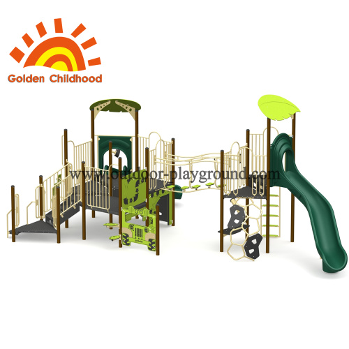Equipo de juegos al aire libre verde para niños
