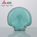 Ocean glass dish blue colored glass snack plate