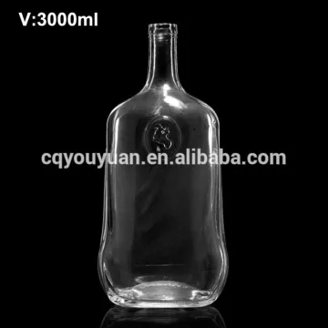 Cork Top Custom Unique Shaped 3 Liter Wine Glass Bottle