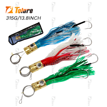 Metal Head Big Game Fishing Lure 315G 13,8 Zoll Trolling Lure mit Tintenfischrock und Einzelhaken