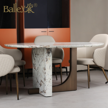 Modern Minimalist Marble Top Round Dining Table Set for Restaurants and Dining Rooms