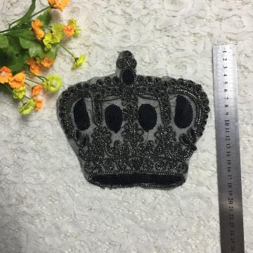 Rope embroidery black crown patches badges