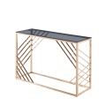 Mesa consola con estructura de metal de lujo de vidrio dorado