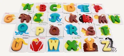 Wooden Aninal Alphabet Puzzle Toys