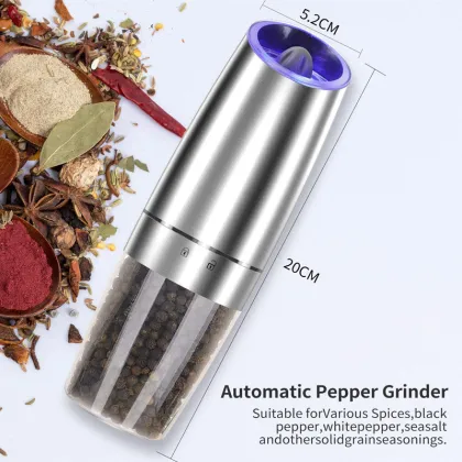 Gloway LED Salt & Pepper Shakers: Battery Operated, Adjustable, and Automatically Grind Peppercorns and Salt