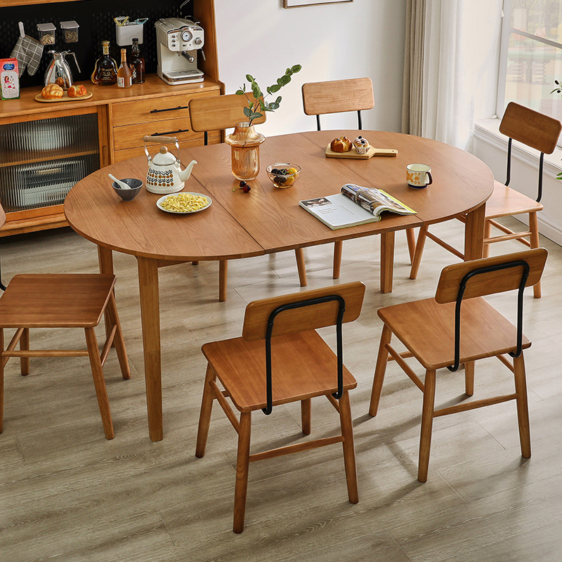 round extendable wooden dining table