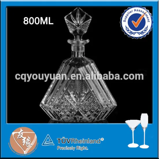 800ml triangle shape embossed whiskey decanters for sale