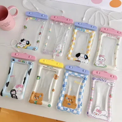 Summer Plastic Cute Pvccartoon Transparent Air Quicksand Shockproof Swimming Waterproof Phone Pouch
