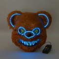 Máscara de fantasia de terror de urso assustador com iluminação LED