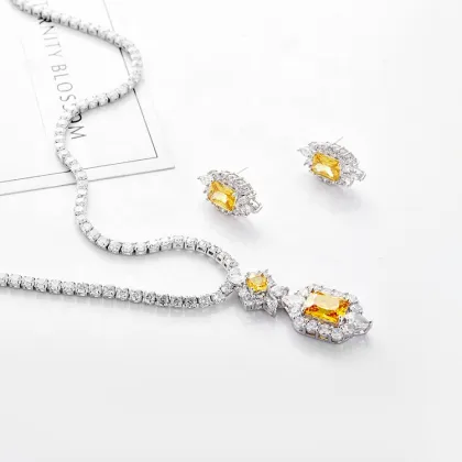 Copper Inlaid Zircon Jewelry Set for Bridal Weddings