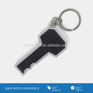 cheap key shaped plastic 1 led custom design keychain