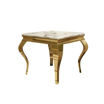 Gold Stainless Steel Base with Marble Top End Table