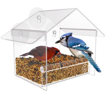 Window Bird Feeder by Yellow Beaks - High-Quality Clear Acrylic Bird Feeder with Strong All-Weather Suction Cups