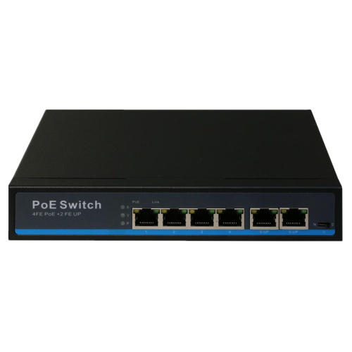 6ports 10 / 100Mbps Network Poe Interruptor con potencia incorporada