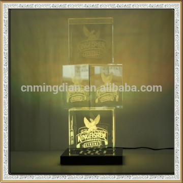 Wine bottle display pedestal with flash RGB light , acrylic lighting beer bottle display stand,led bottle display rack