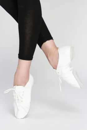 Women and men lace up leather soft sole jazz dancing/dance shoes D004718