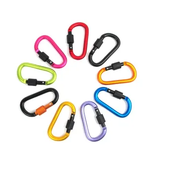 Aluminum Carabiner Clips D-Ring Locking Key Chain Hook" could be shortened to:

"Aluminum D-Ring Locking Carabiner Key Chain Hook" 

This title keeps the essential keywords for search engine optimization.