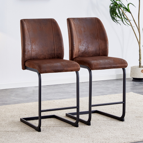 A set of two brown chairs