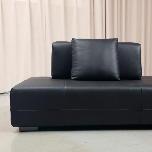 Sofa Kulit Hitam Itali untuk Ruang Tamu Vila