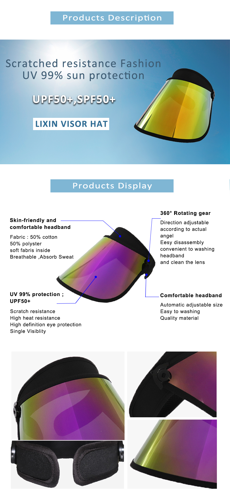 Purple Sun Visor Face Shield Supplier Sun Visor
