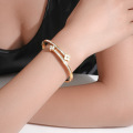 Pulsera de diamante de imitación de acero de titanio de trébol