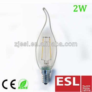 230V 2W 360degree Glass candle shield Warm white e14 cheap LED Filament Candles