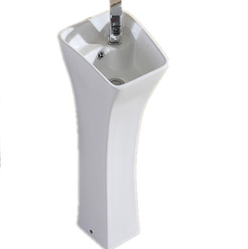Ceramic One-Piece Small Freestanding Hand Wash Basin with Pedestal for Bathroom
