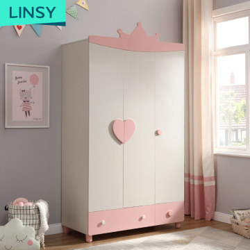 Linsy Kids Wooden Wordrobe Pink: Home Bedroom Furniture for Girls and Teens