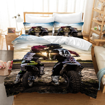 Fanaijia Motorcycle Bedding Sets Double Size Luxury Kids Duvet Cover Set with Pillowcase Motocross Bed Sets Bed Comforter