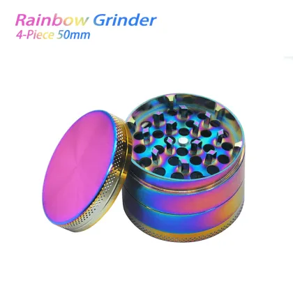 4-Piece Rainbow Dry Herb Grinder 50mm