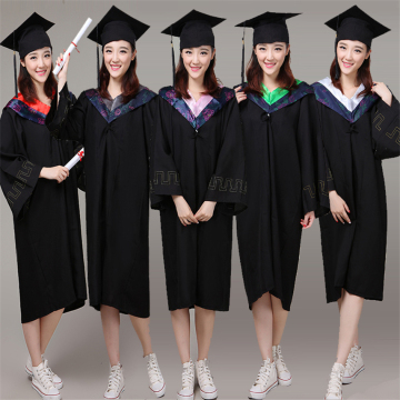 6Style University Graduation Gown Student High School Uniforms Class Team Wear Academic Dress for Adult Bachelor Robes+Hat Set