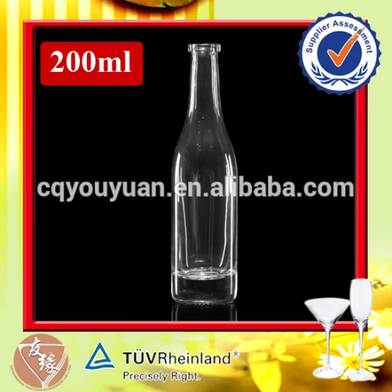 custom design emptly liquor packaging 200 ml glass bottle