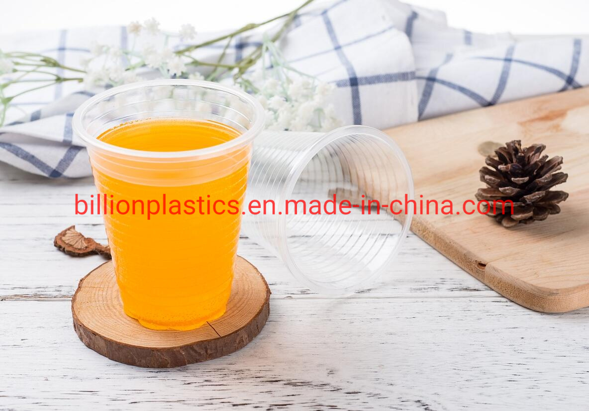 Transparent Black Plastic Spoons Disposable Plastic PP Cups for Drinks Juice or Coffee