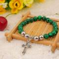 Natural Malachite Bracelet Gemstone Beads jewelry alloy pendants