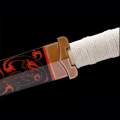 Elegant Red Spray Painted Chu Sword Han Dragon Auspicious Cloud Decoration