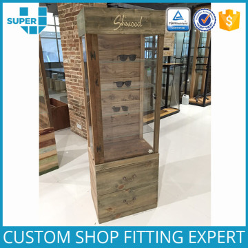 Hot Sale Antique Locking Eyewear Store Design Wood Floor Sunglasses Displays