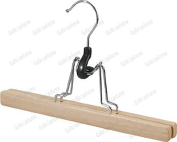 Natural Solid Wood Skirt Hanger with chrome Hook