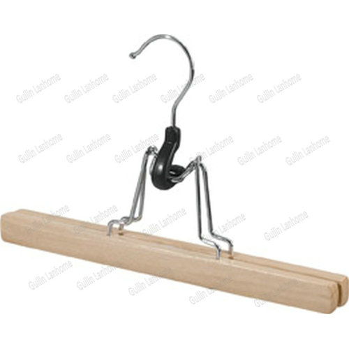Natural Solid Wood Skirt Hanger with chrome Hook
