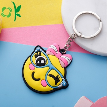 Emoji Smile Designs for Keychains Fashion Cartoon Emoji Smile Silicone Key Chains Supplier
