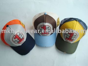 5 panel printing applique mesh cap