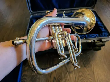 High Quality Bach Flugelhorn Bb Trumpet 183 Silver Popular Musical instrument With Case Free Shipping